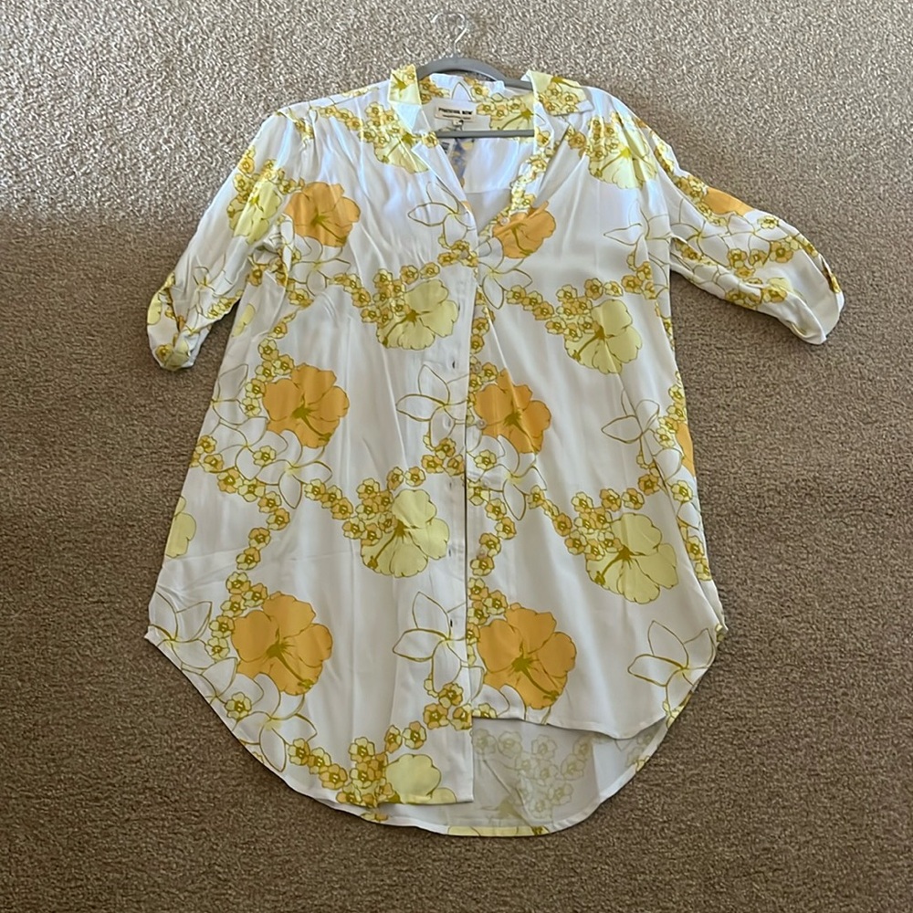 Paradise now vintage plumeria aloha shirt dress SML NWT